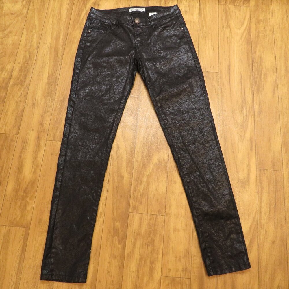 Emperial Wet Look Black Pants Size 5 Junior Midrise 8" Rise